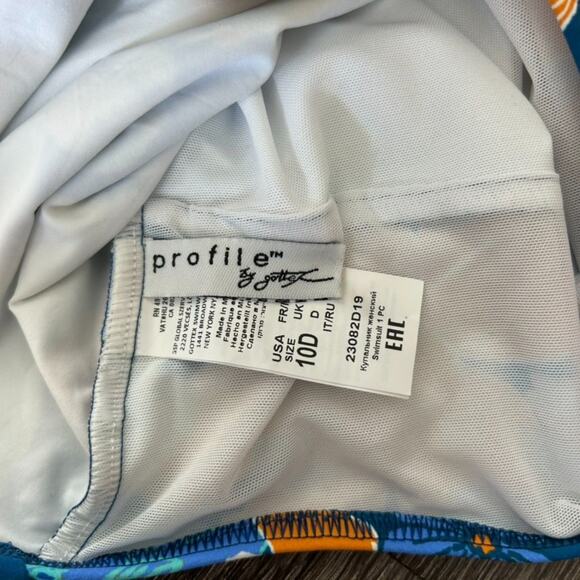 EUC Profile by Gottex Rising Sun One Piece Swimsuit D-Cup Blue Floral Ruched - Picture 12 of 15